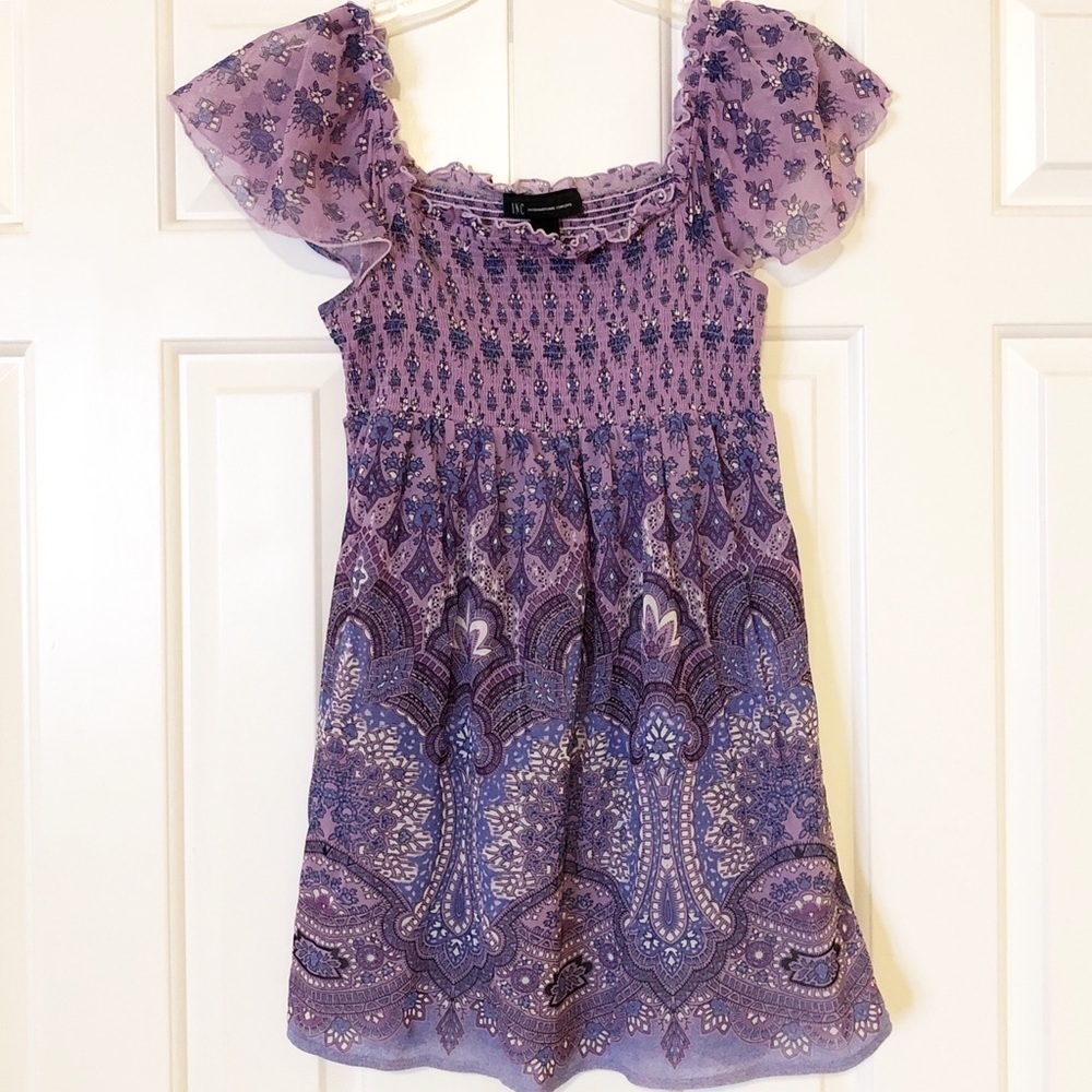 Lavender purple stretchy babydoll boho top. M. EUC